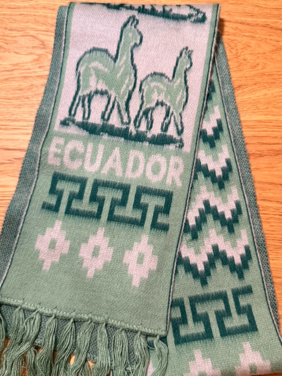 Accessories - Ecuador Alpaca Pattern Green Scarf